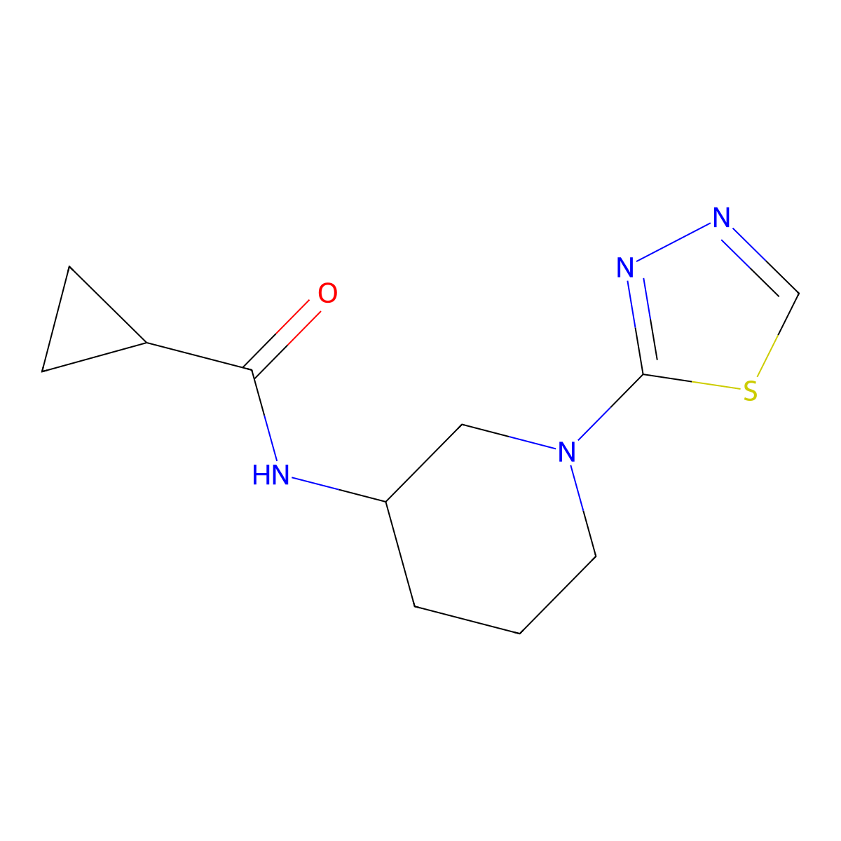 N-[1-(1,3,4-thiadiazol-2-yl)piperidin-3-yl]cyclopropanecarboxamide molecular structure, CAS 2742049-31-4