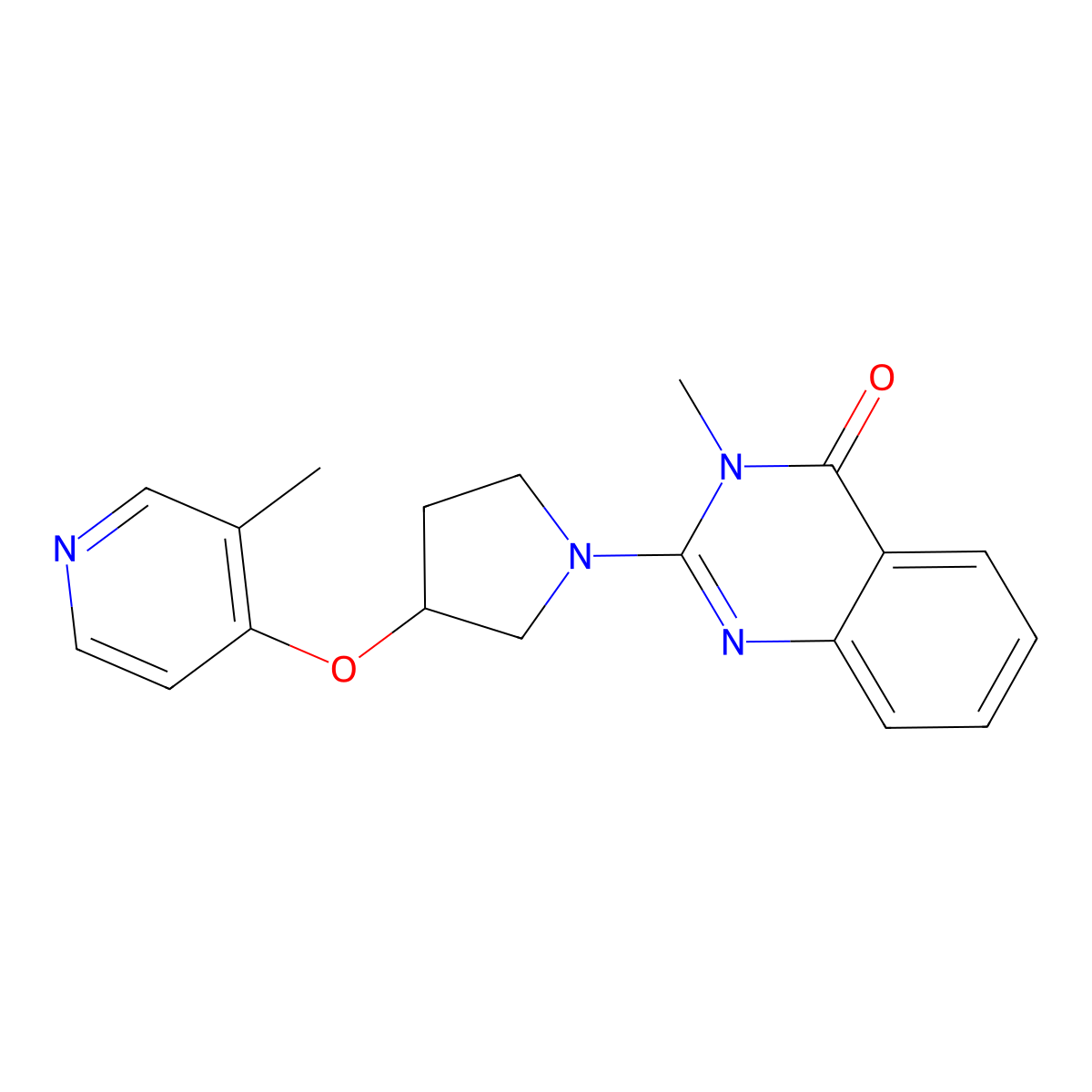 3-Methyl-2-{3-[(3-methylpyridin-4-yl)oxy]pyrrolidin-1-yl}-3,4-dihydroquinazolin-4-one molecular structure, CAS 2742049-35-8
