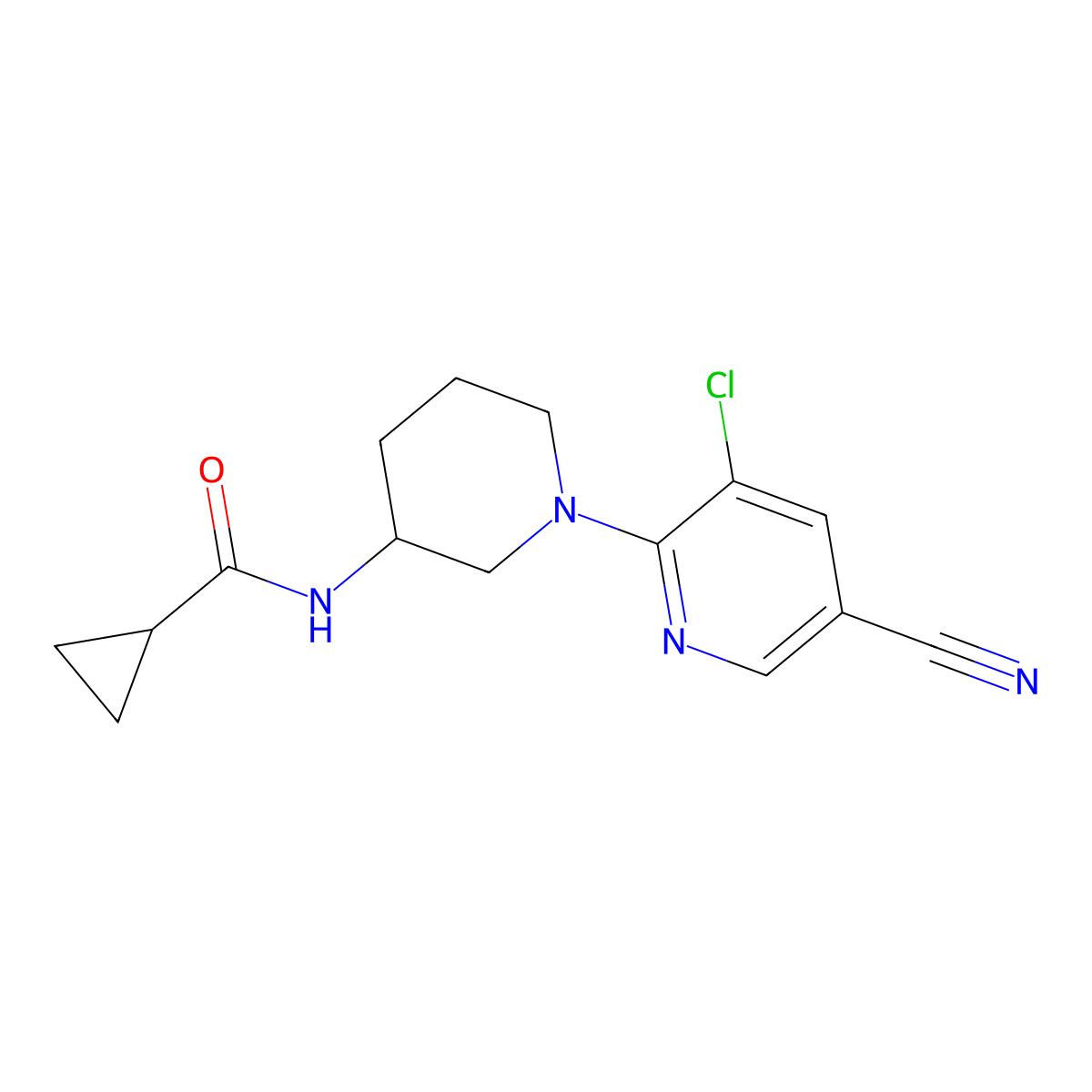 N-[1-(3-chloro-5-cyanopyridin-2-yl)piperidin-3-yl]cyclopropanecarboxamide molecular structure, CAS 2742049-39-2