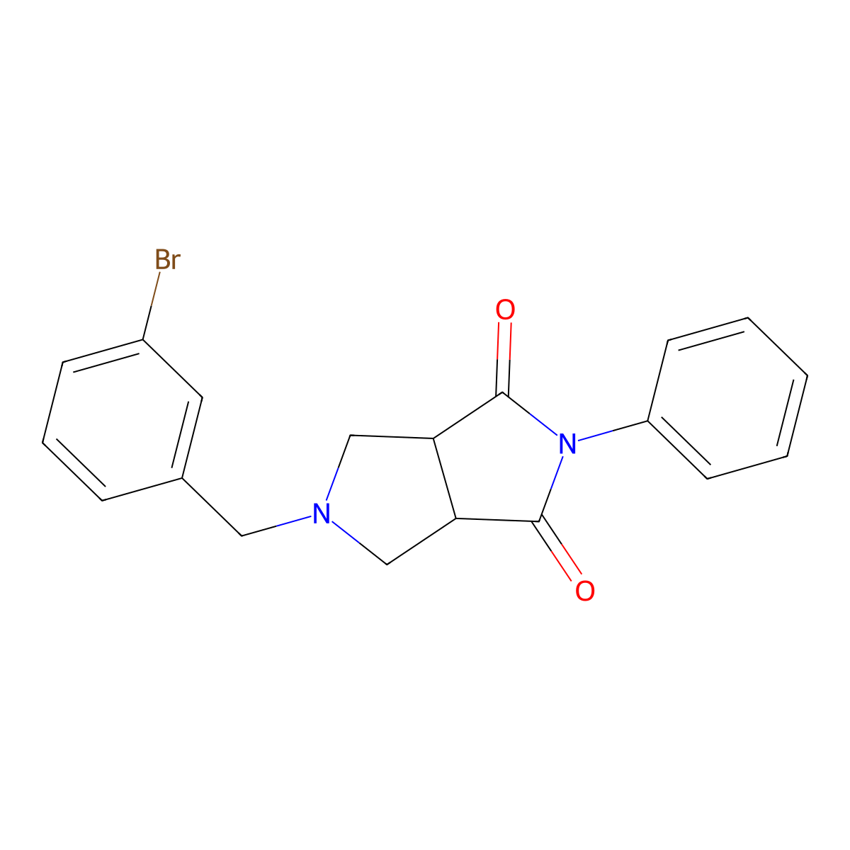 5-[(3-Bromophenyl)methyl]-2-phenyl-octahydropyrrolo[3,4-c]pyrrole-1,3-dione molecular structure, CAS 2742049-44-9