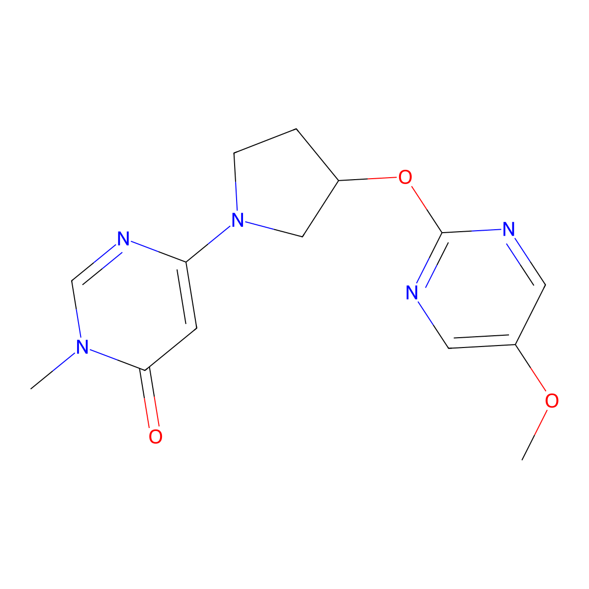 6-{3-[(5-Methoxypyrimidin-2-yl)oxy]pyrrolidin-1-yl}-3-methyl-3,4-dihydropyrimidin-4-one molecular structure, CAS 2742049-48-3