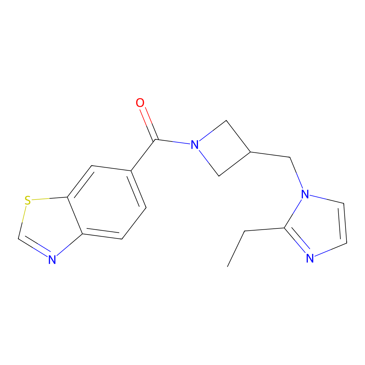 6-{3-[(2-ethyl-1H-imidazol-1-yl)methyl]azetidine-1-carbonyl}-1,3-benzothiazole molecular structure, CAS 2742049-49-4