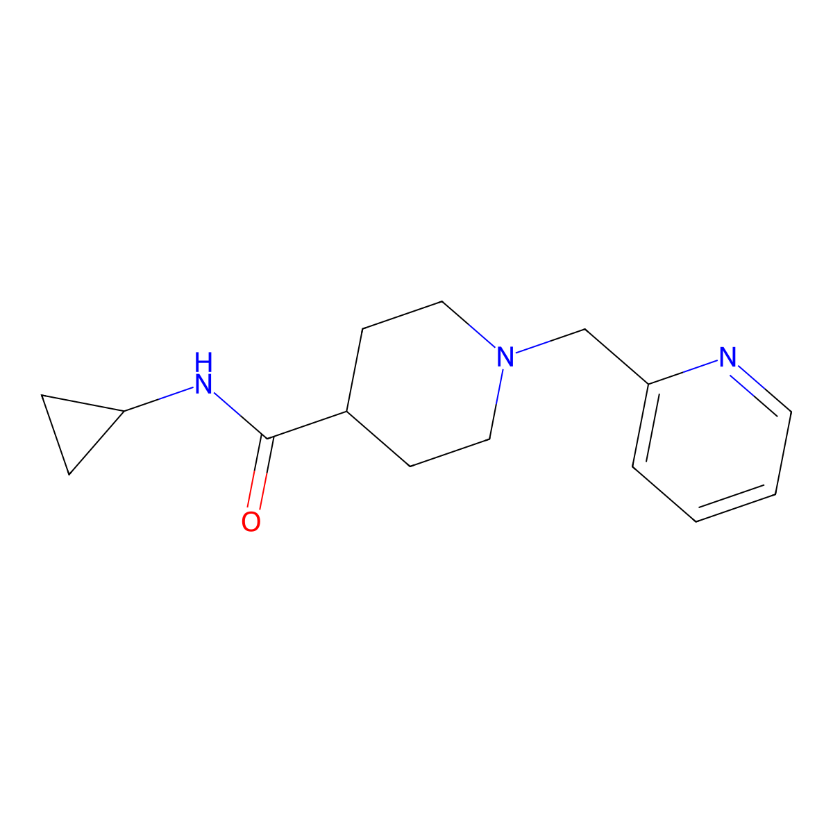N-cyclopropyl-1-[(pyridin-2-yl)methyl]piperidine-4-carboxamide molecular structure, CAS 2742049-51-8