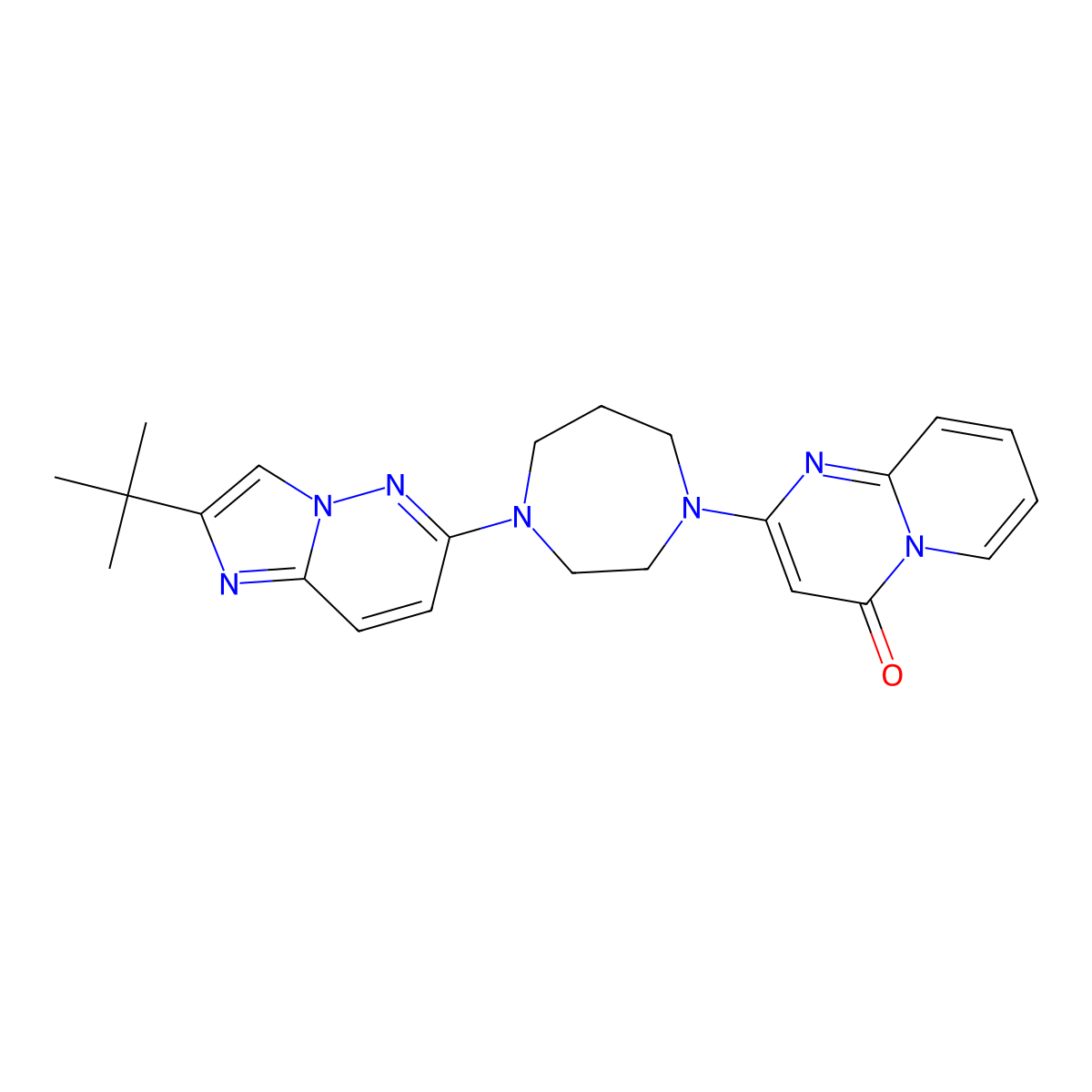 2-(4-{2-tert-butylimidazo[1,2-b]pyridazin-6-yl}-1,4-diazepan-1-yl)-4H-pyrido[1,2-a]pyrimidin-4-one molecular structure, CAS 2742049-52-9