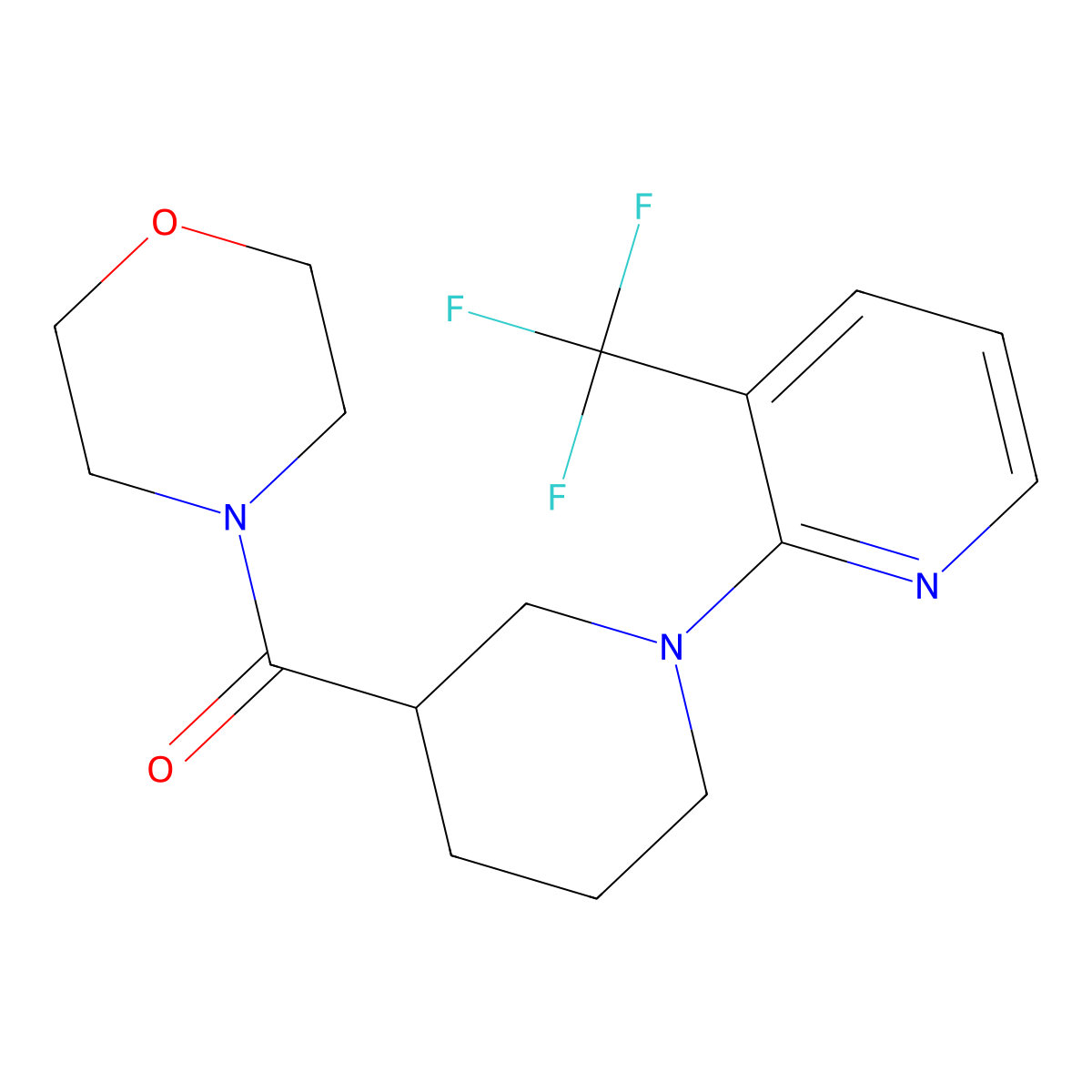 4-{1-[3-(Trifluoromethyl)pyridin-2-yl]piperidine-3-carbonyl}morpholine molecular structure, CAS 2742049-59-6