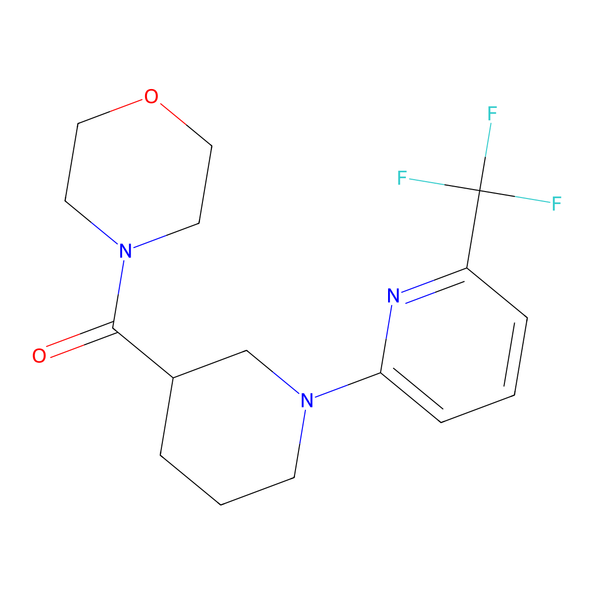 4-{1-[6-(Trifluoromethyl)pyridin-2-yl]piperidine-3-carbonyl}morpholine molecular structure, CAS 2742049-67-6