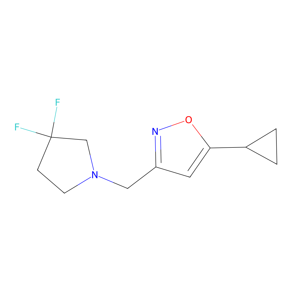 5-Cyclopropyl-3-[(3,3-difluoropyrrolidin-1-yl)methyl]-1,2-oxazole molecular structure, CAS 2742049-78-9