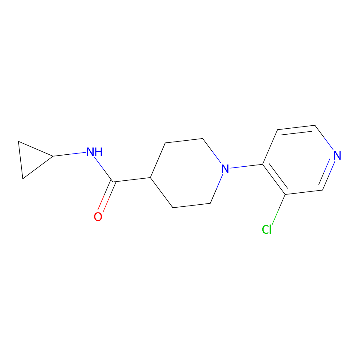 1-(3-chloropyridin-4-yl)-N-cyclopropylpiperidine-4-carboxamide molecular structure, CAS 2742049-80-3
