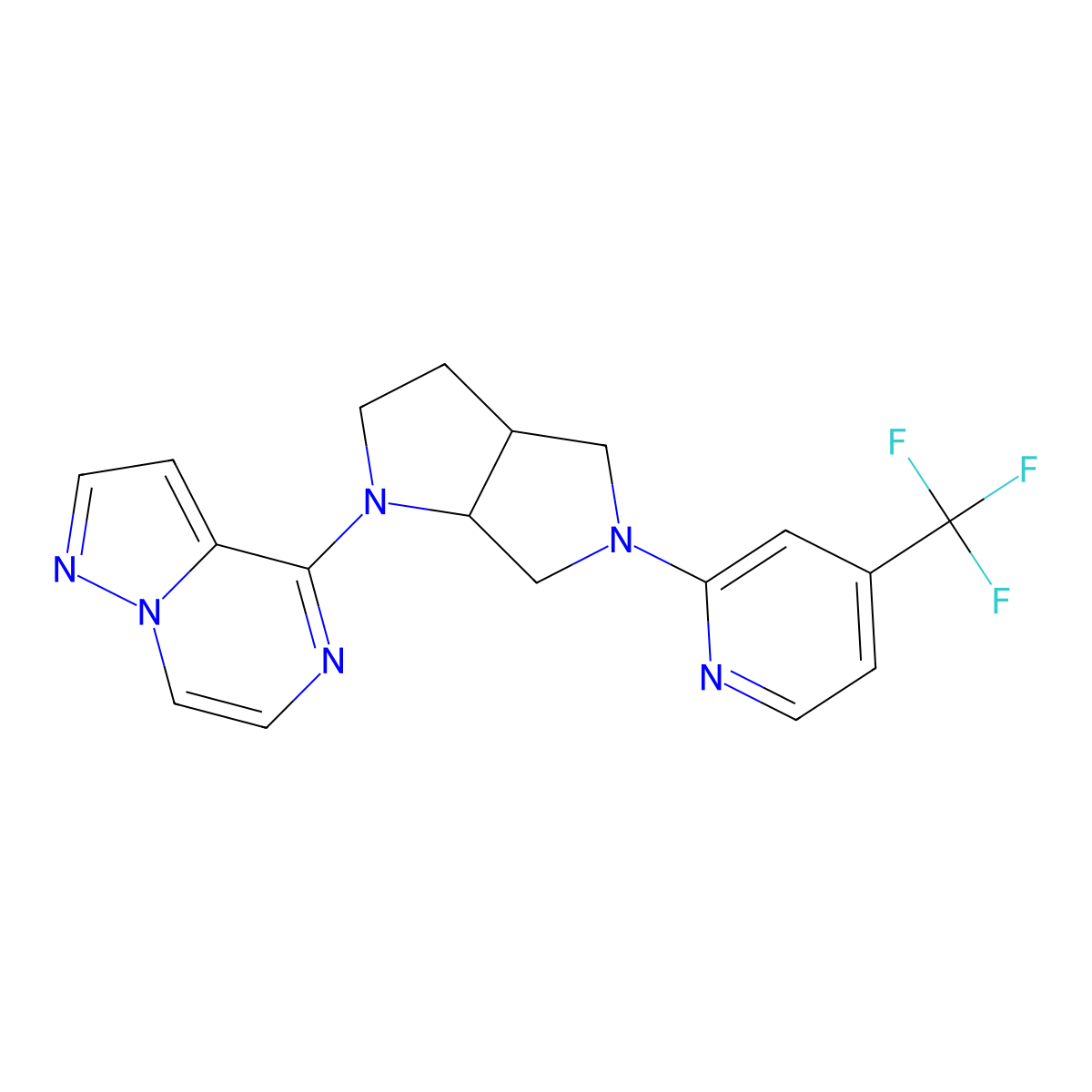 2-(1-{Pyrazolo[1,5-a]pyrazin-4-yl}-octahydropyrrolo[2,3-c]pyrrol-5-yl)-4-(trifluoromethyl)pyridine molecular structure, CAS 2742049-84-7