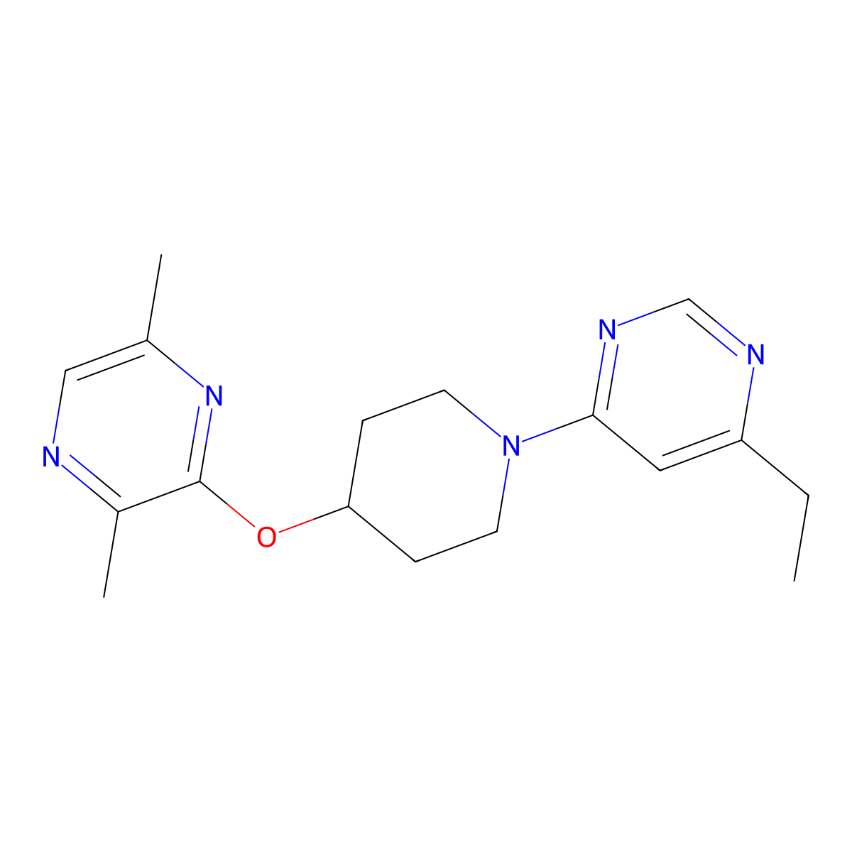 3-{[1-(6-Ethylpyrimidin-4-yl)piperidin-4-yl]oxy}-2,5-dimethylpyrazine molecular structure, CAS 2742049-85-8