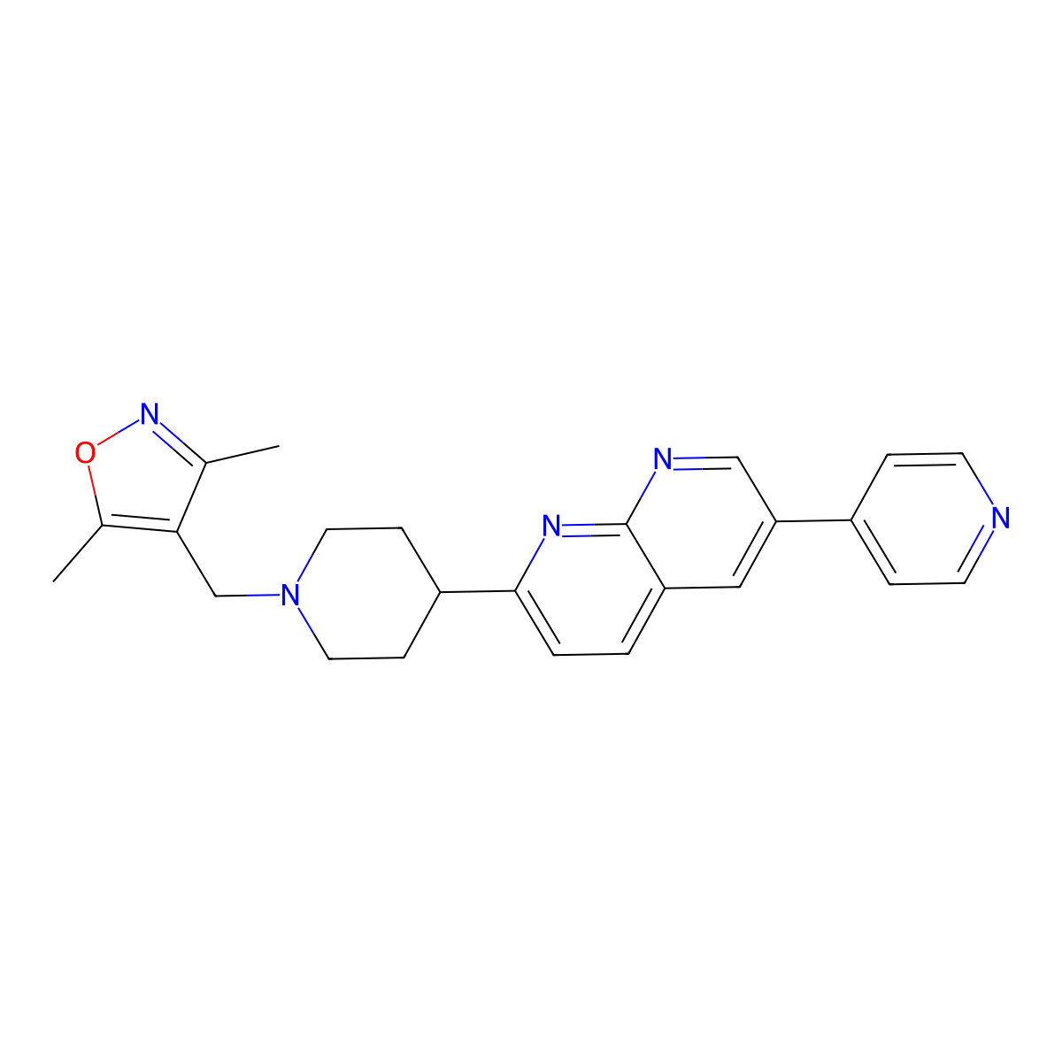 2-{1-[(3,5-Dimethyl-1,2-oxazol-4-yl)methyl]piperidin-4-yl}-6-(pyridin-4-yl)-1,8-naphthyridine molecular structure, CAS 2742049-88-1