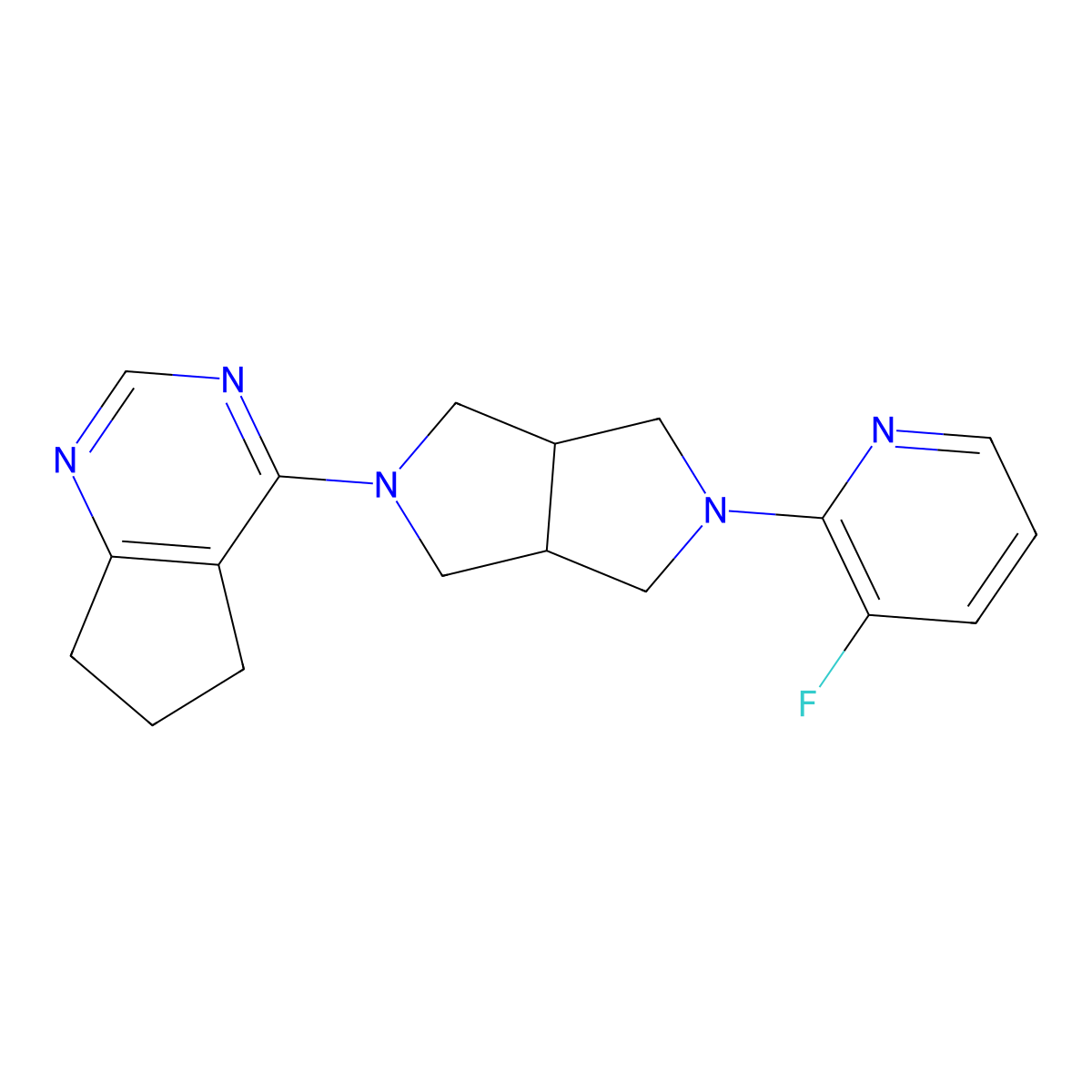 2-(5-{5H,6H,7H-cyclopenta[d]pyrimidin-4-yl}-octahydropyrrolo[3,4-c]pyrrol-2-yl)-3-fluoropyridine molecular structure, CAS 2742049-91-6