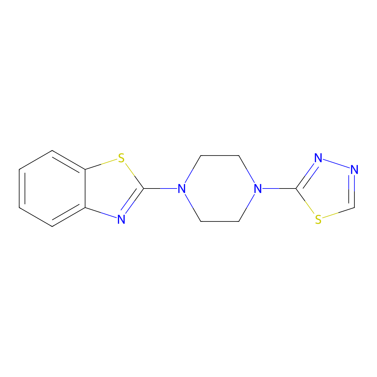 2-[4-(1,3,4-Thiadiazol-2-yl)piperazin-1-yl]-1,3-benzothiazole molecular structure, CAS 2742049-95-0