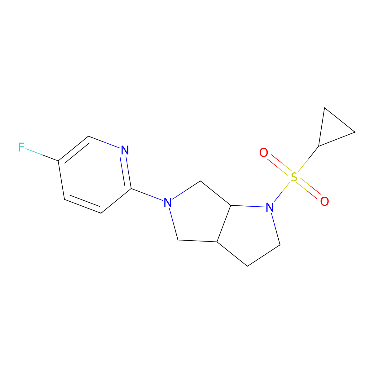 2-[1-(Cyclopropanesulfonyl)-octahydropyrrolo[2,3-c]pyrrol-5-yl]-5-fluoropyridine molecular structure, CAS 2742050-01-5