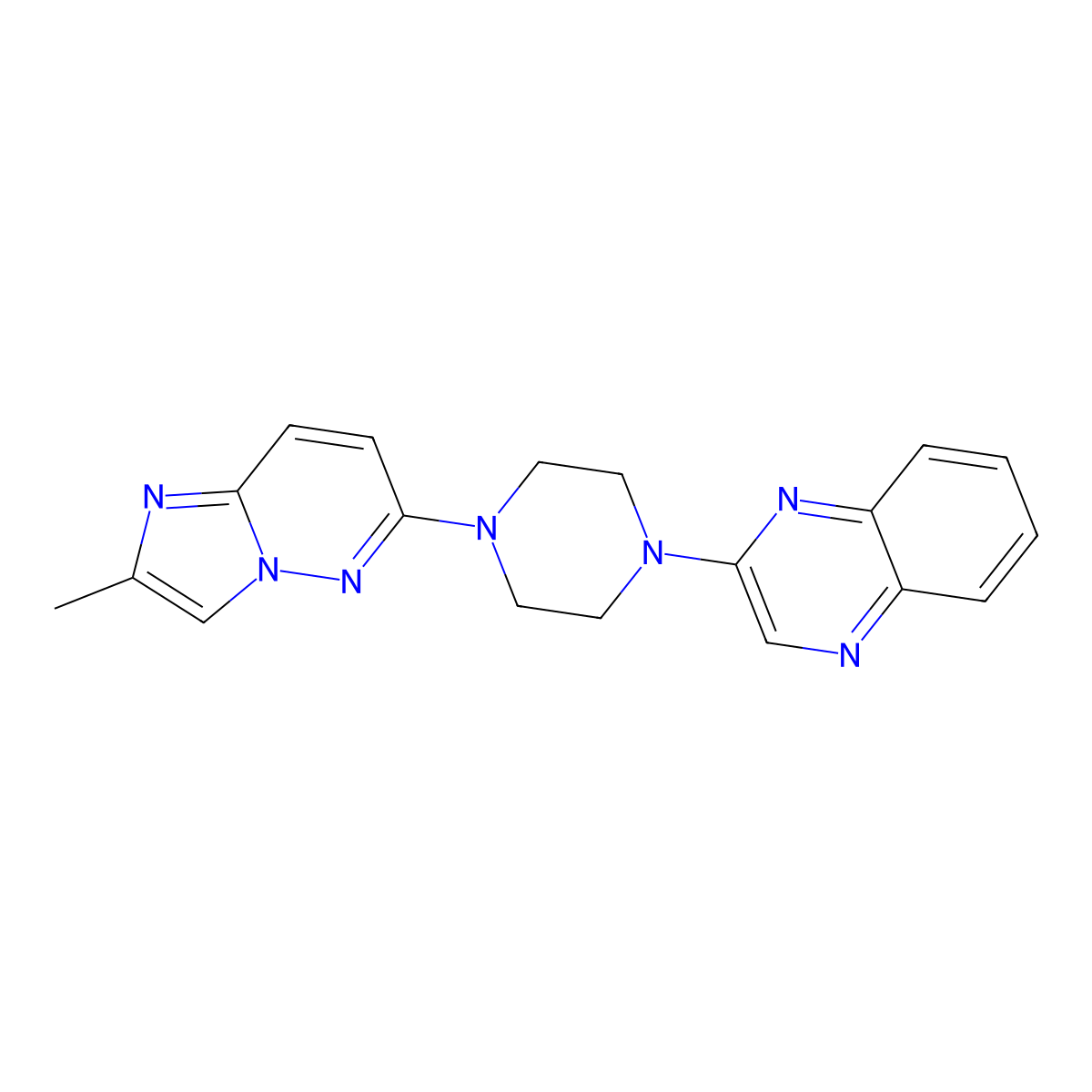 2-(4-{2-Methylimidazo[1,2-b]pyridazin-6-yl}piperazin-1-yl)quinoxaline molecular structure, CAS 2742050-07-1