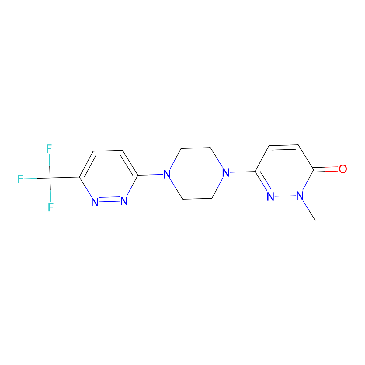2-Methyl-6-{4-[6-(trifluoromethyl)pyridazin-3-yl]piperazin-1-yl}-2,3-dihydropyridazin-3-one molecular structure, CAS 2742050-10-6