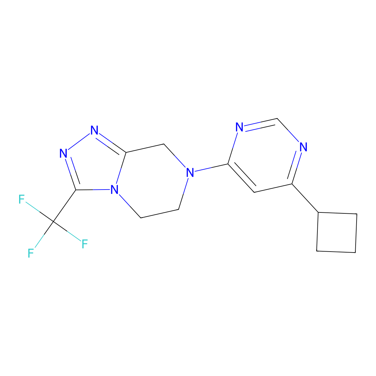 4-cyclobutyl-6-[3-(trifluoromethyl)-5H,6H,7H,8H-[1,2,4]triazolo[4,3-a]pyrazin-7-yl]pyrimidine molecular structure, CAS 2742050-11-7