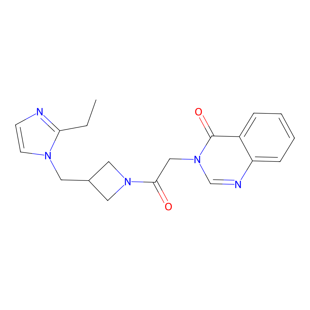 3-(2-{3-[(2-ethyl-1H-imidazol-1-yl)methyl]azetidin-1-yl}-2-oxoethyl)-3,4-dihydroquinazolin-4-one molecular structure, CAS 2742050-16-2