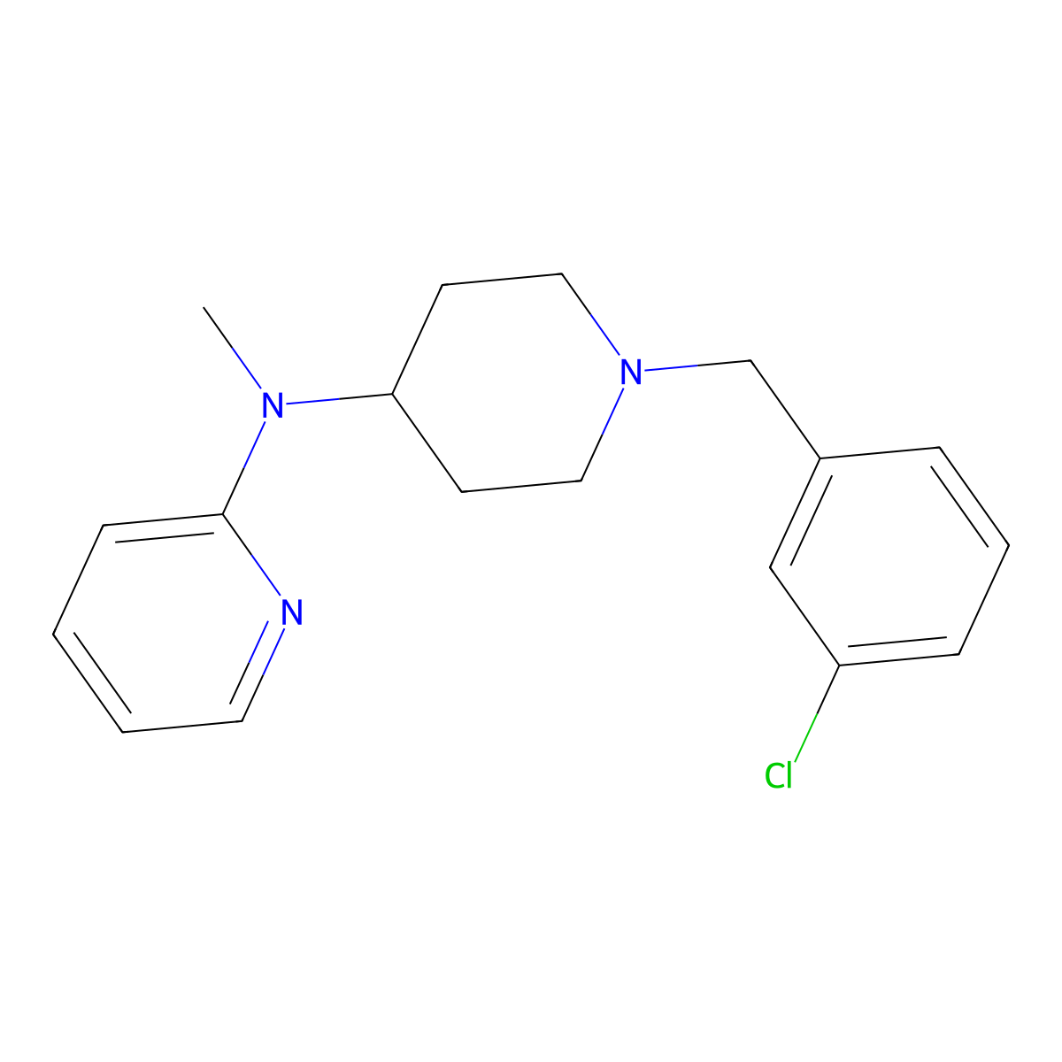 N-{1-[(3-chlorophenyl)methyl]piperidin-4-yl}-N-methylpyridin-2-amine molecular structure, CAS 2742050-20-8
