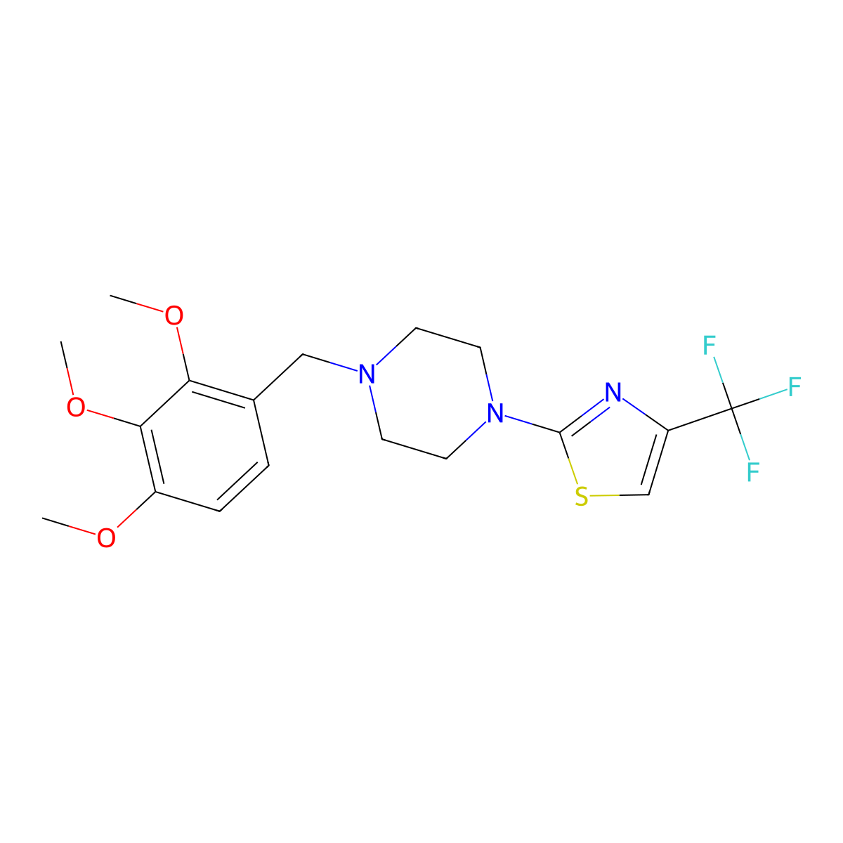 1-[4-(Trifluoromethyl)-1,3-thiazol-2-yl]-4-[(2,3,4-trimethoxyphenyl)methyl]piperazine molecular structure, CAS 2742050-23-1