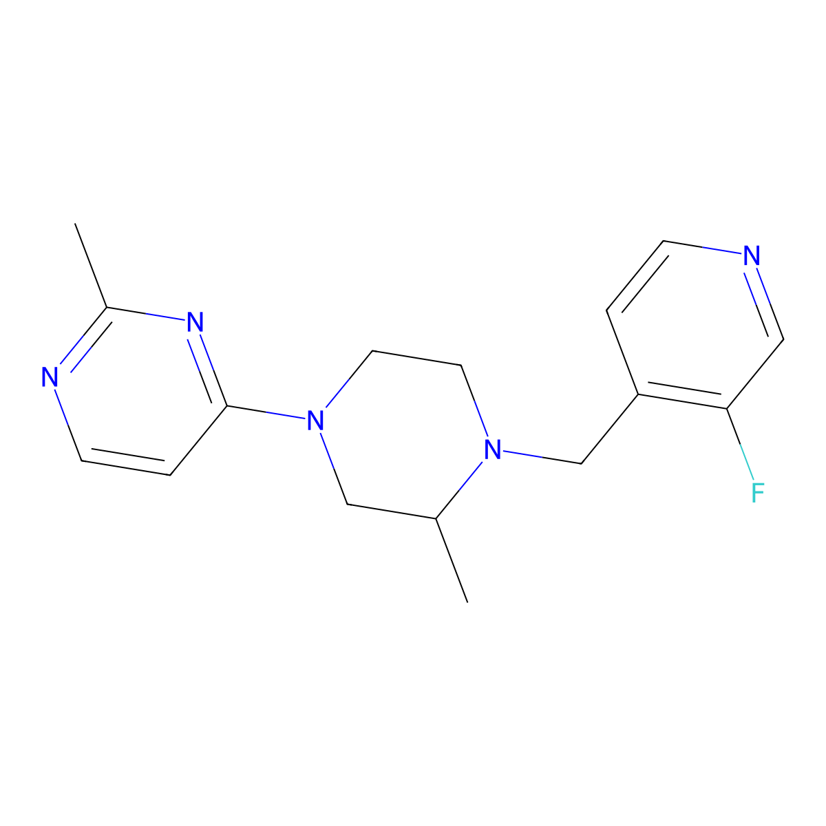 4-{4-[(3-Fluoropyridin-4-yl)methyl]-3-methylpiperazin-1-yl}-2-methylpyrimidine molecular structure, CAS 2742050-28-6