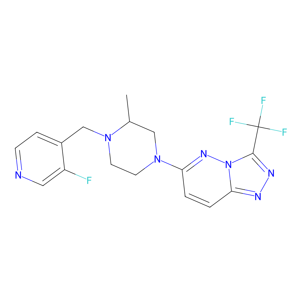 1-[(3-Fluoropyridin-4-yl)methyl]-2-methyl-4-[3-(trifluoromethyl)-[1,2,4]triazolo[4,3-b]pyridazin-6-yl]piperazine molecular structure, CAS 2742050-30-0