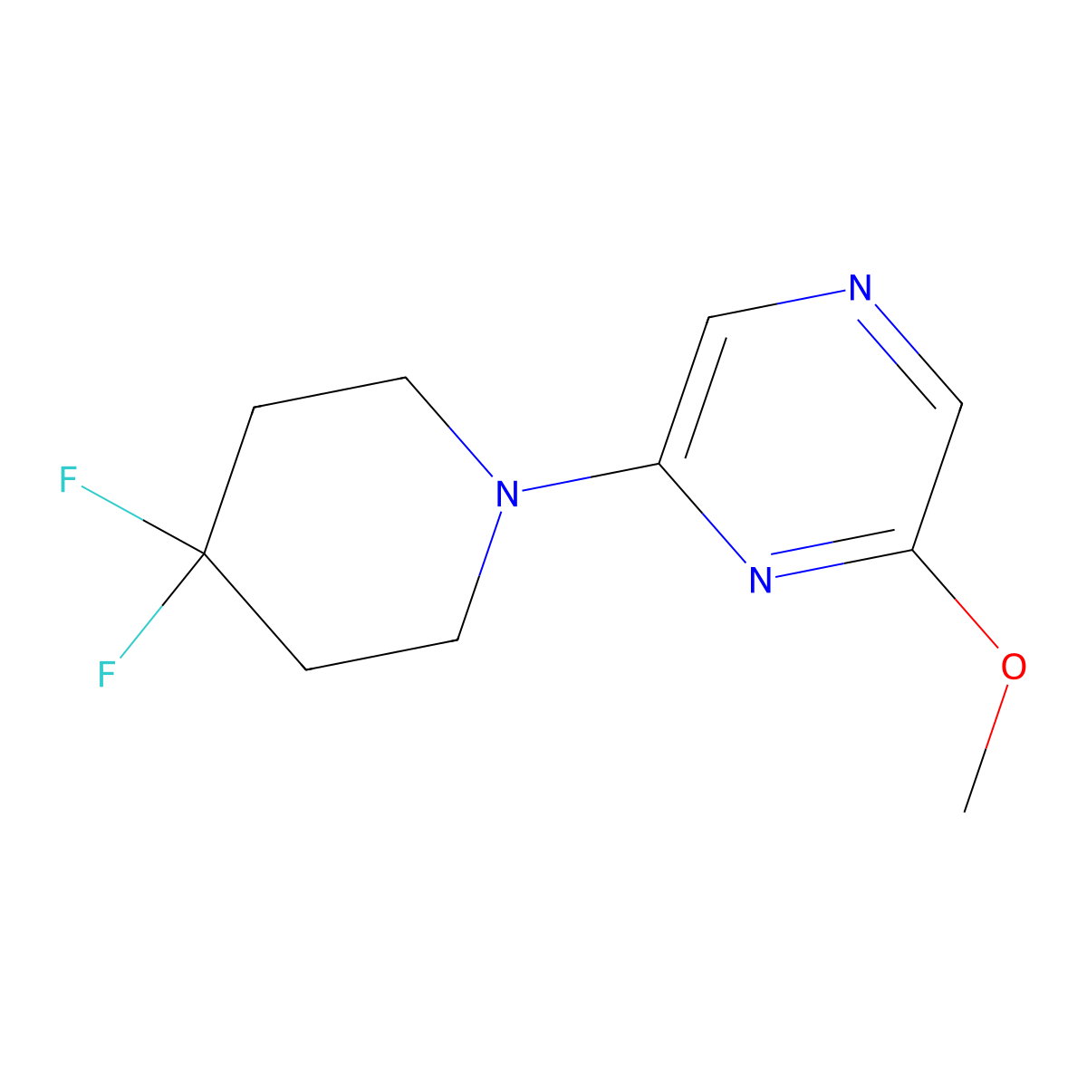 2-(4,4-Difluoropiperidin-1-yl)-6-methoxypyrazine molecular structure, CAS 2742050-31-1
