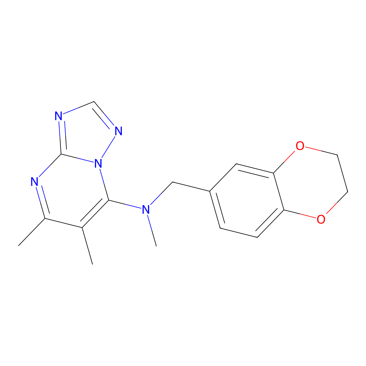 N-[(2,3-dihydro-1,4-benzodioxin-6-yl)methyl]-N,5,6-trimethyl-[1,2,4]triazolo[1,5-a]pyrimidin-7-amine molecular structure, CAS 2742050-32-2