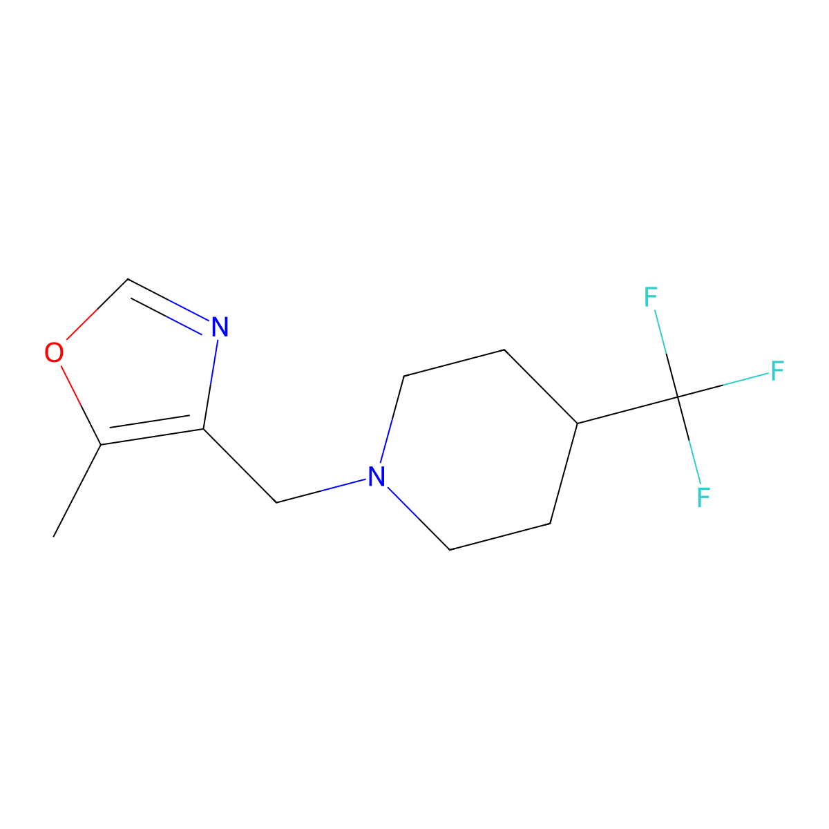 1-[(5-Methyl-1,3-oxazol-4-yl)methyl]-4-(trifluoromethyl)piperidine molecular structure, CAS 2742050-39-9