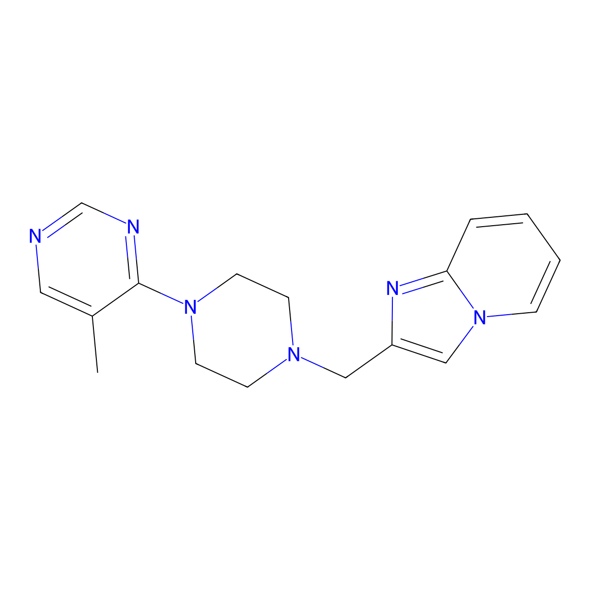 4-[4-({Imidazo[1,2-a]pyridin-2-yl}methyl)piperazin-1-yl]-5-methylpyrimidine molecular structure, CAS 2742050-54-8
