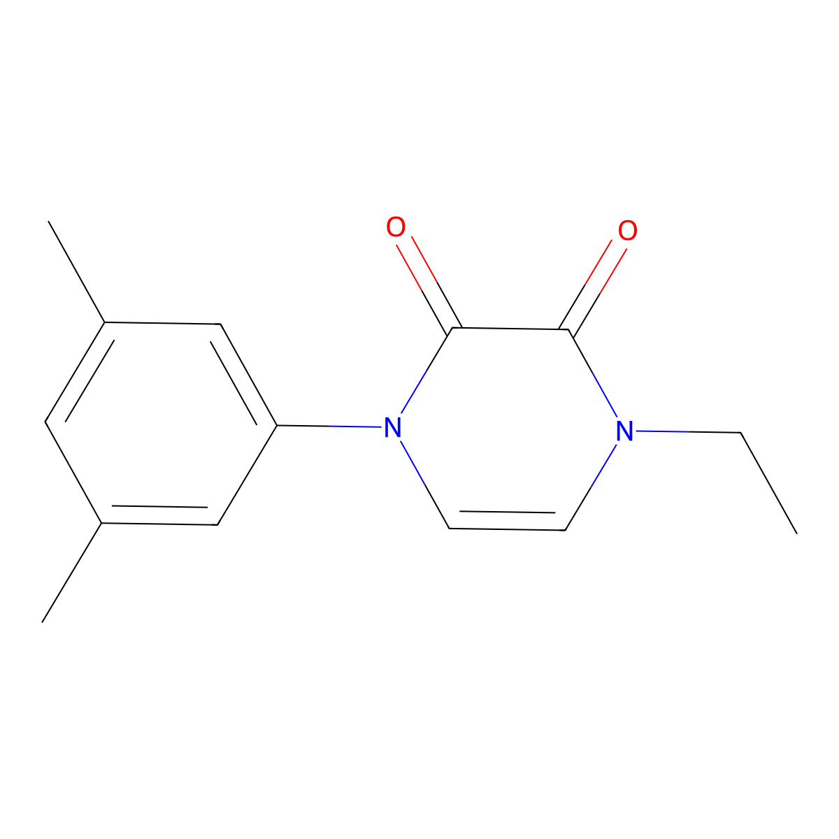 1-(3,5-Dimethylphenyl)-4-ethyl-1,2,3,4-tetrahydropyrazine-2,3-dione molecular structure, CAS 2742050-57-1
