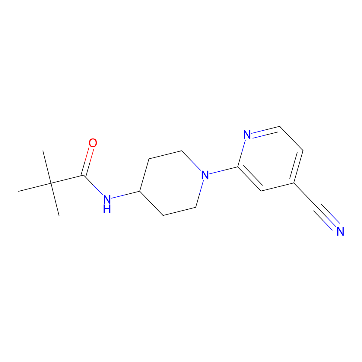 N-[1-(4-cyanopyridin-2-yl)piperidin-4-yl]-2,2-dimethylpropanamide molecular structure, CAS 2742050-62-8