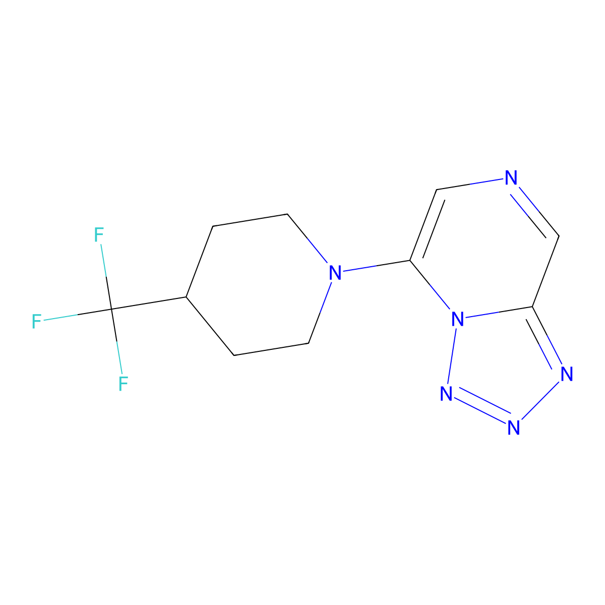 1-{[1,2,3,4]Tetrazolo[1,5-a]pyrazin-5-yl}-4-(trifluoromethyl)piperidine molecular structure, CAS 2742050-64-0