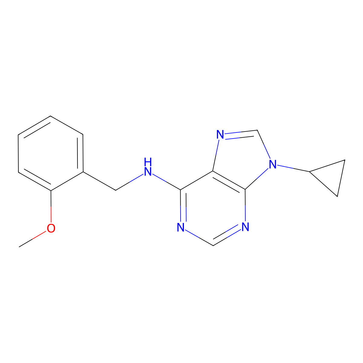 9-cyclopropyl-N-[(2-methoxyphenyl)methyl]-9H-purin-6-amine molecular structure, CAS 2742050-66-2