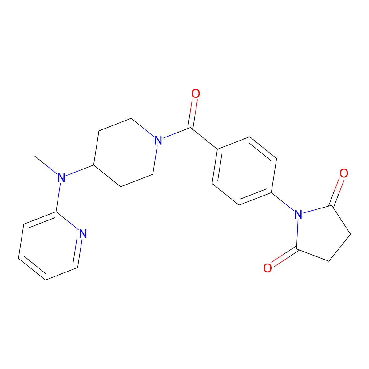1-(4-{4-[Methyl(pyridin-2-yl)amino]piperidine-1-carbonyl}phenyl)pyrrolidine-2,5-dione molecular structure, CAS 2742050-74-2