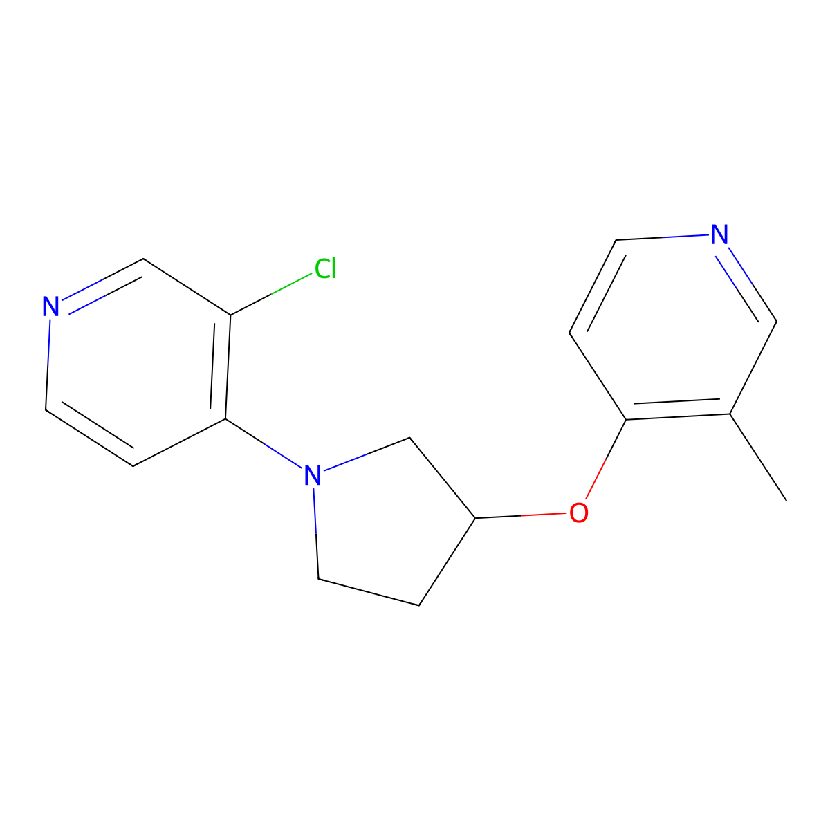 3-Chloro-4-{3-[(3-methylpyridin-4-yl)oxy]pyrrolidin-1-yl}pyridine molecular structure, CAS 2742050-77-5