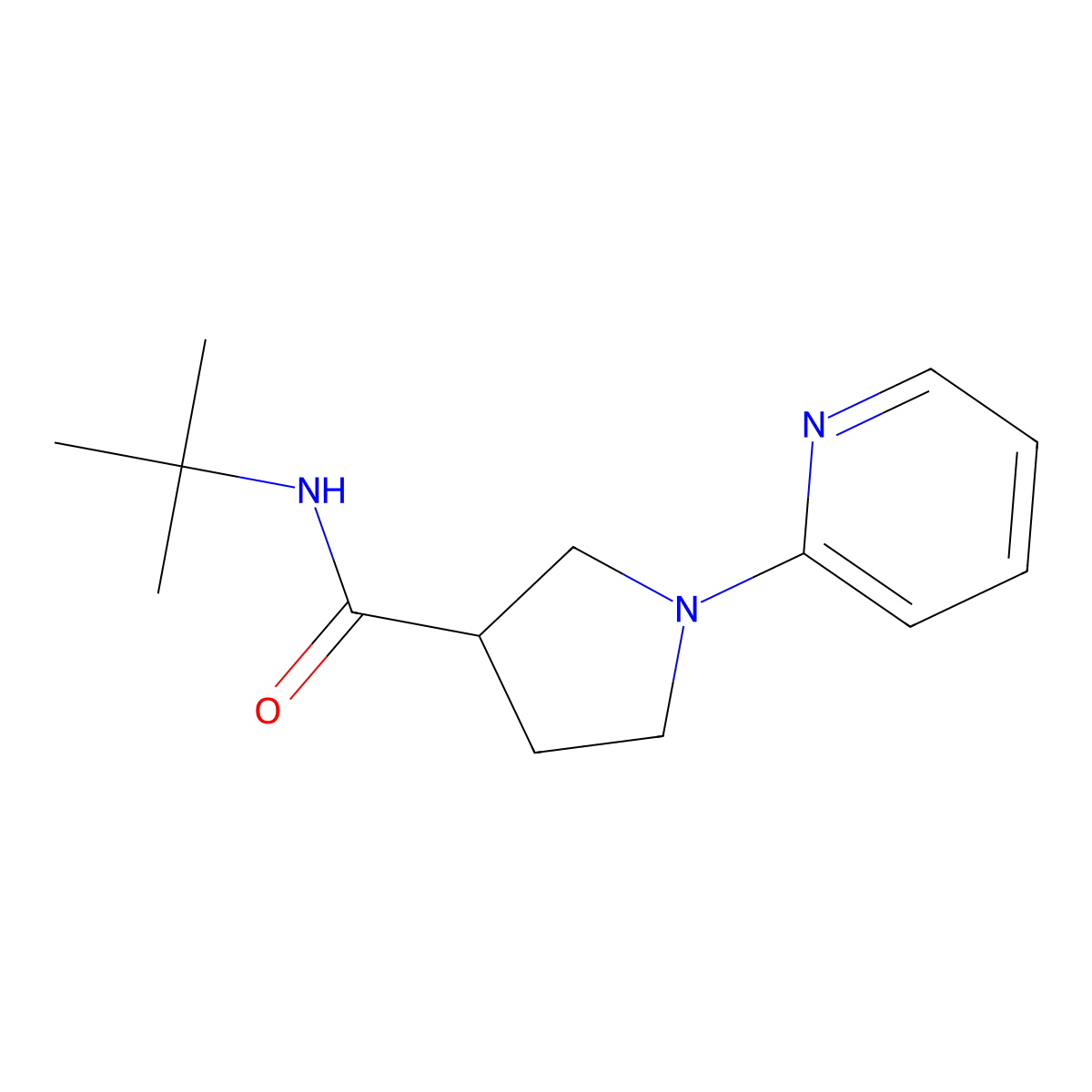 N-tert-butyl-1-(pyridin-2-yl)pyrrolidine-3-carboxamide molecular structure, CAS 2742050-79-7