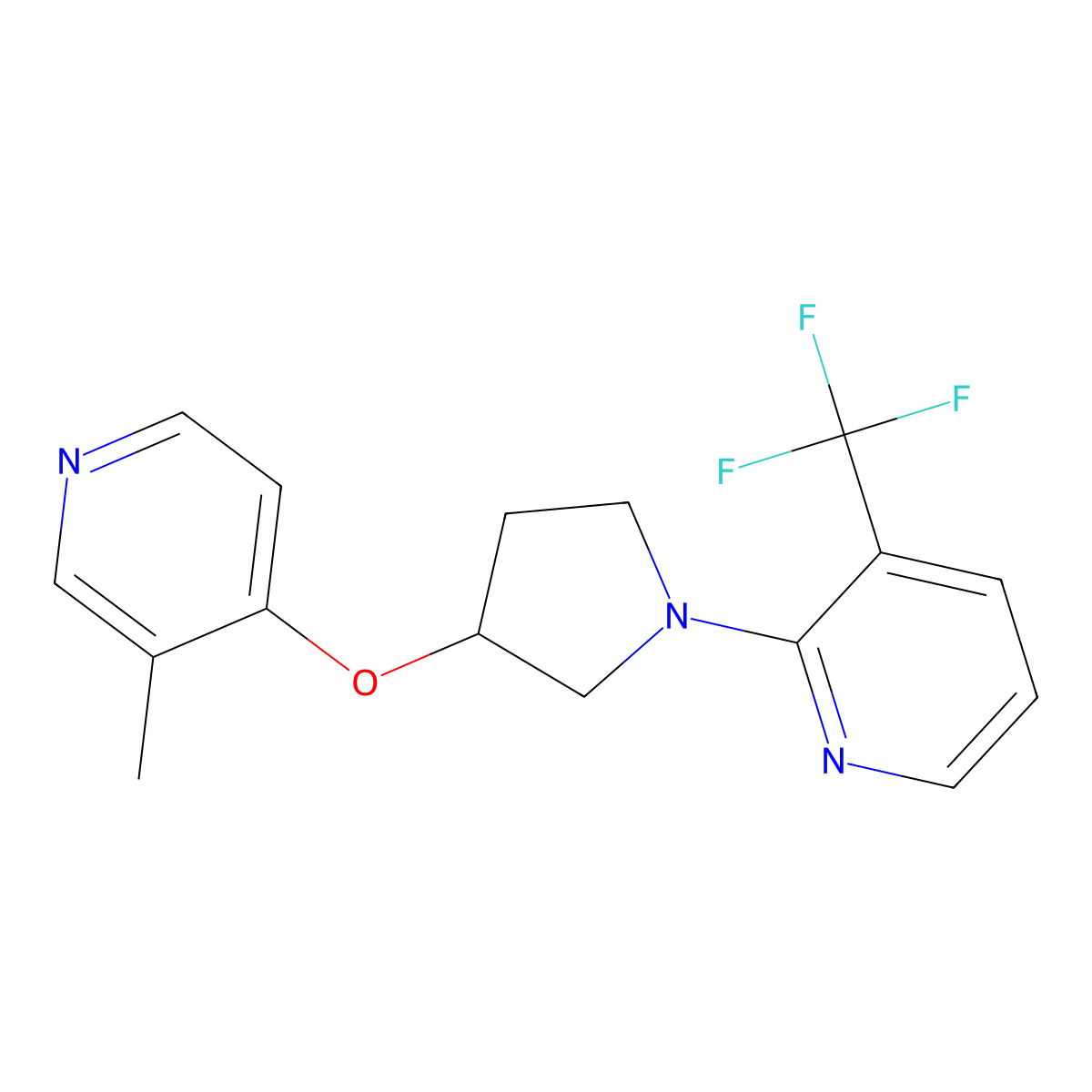 2-{3-[(3-Methylpyridin-4-yl)oxy]pyrrolidin-1-yl}-3-(trifluoromethyl)pyridine molecular structure, CAS 2742050-87-7