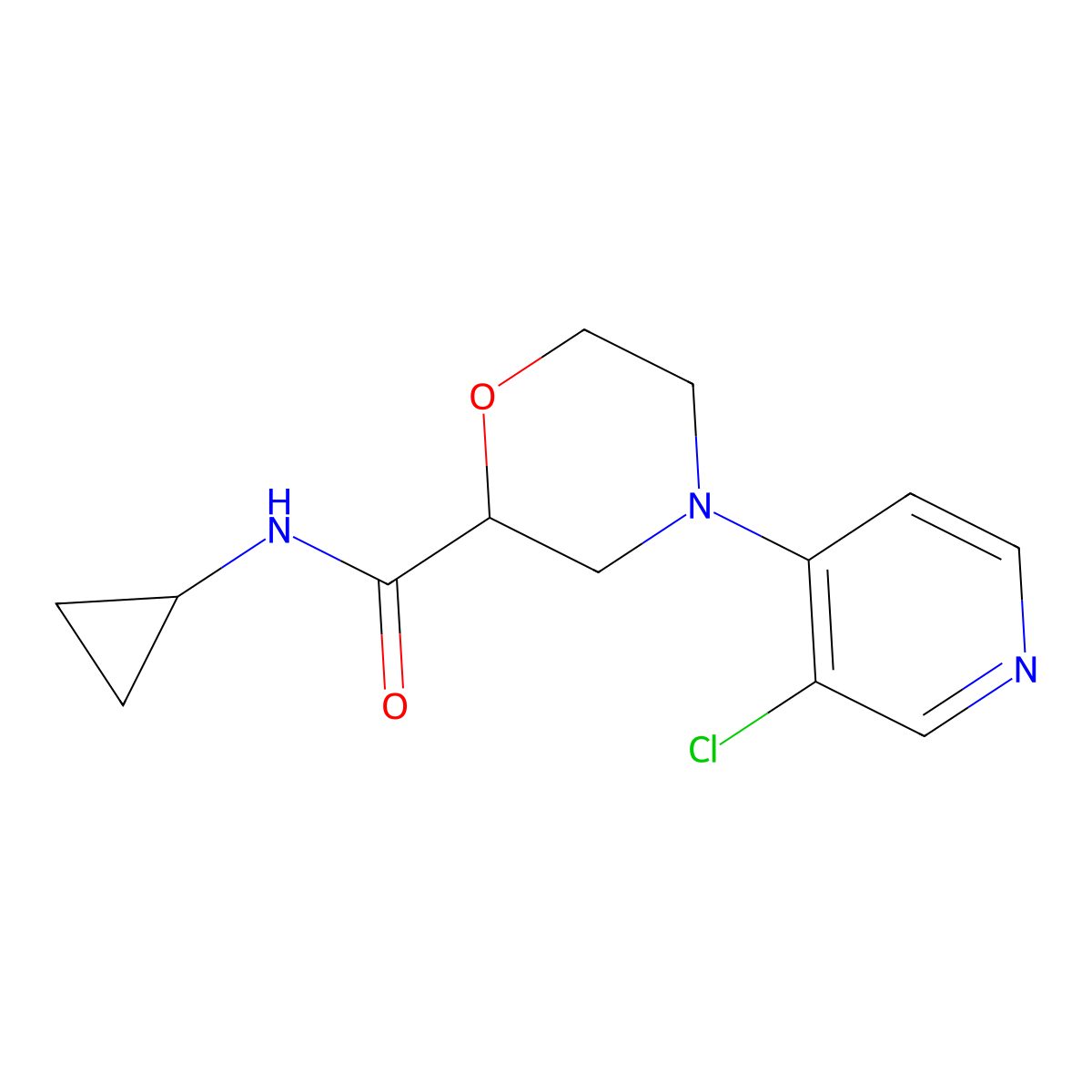 4-(3-chloropyridin-4-yl)-N-cyclopropylmorpholine-2-carboxamide molecular structure, CAS 2742050-88-8