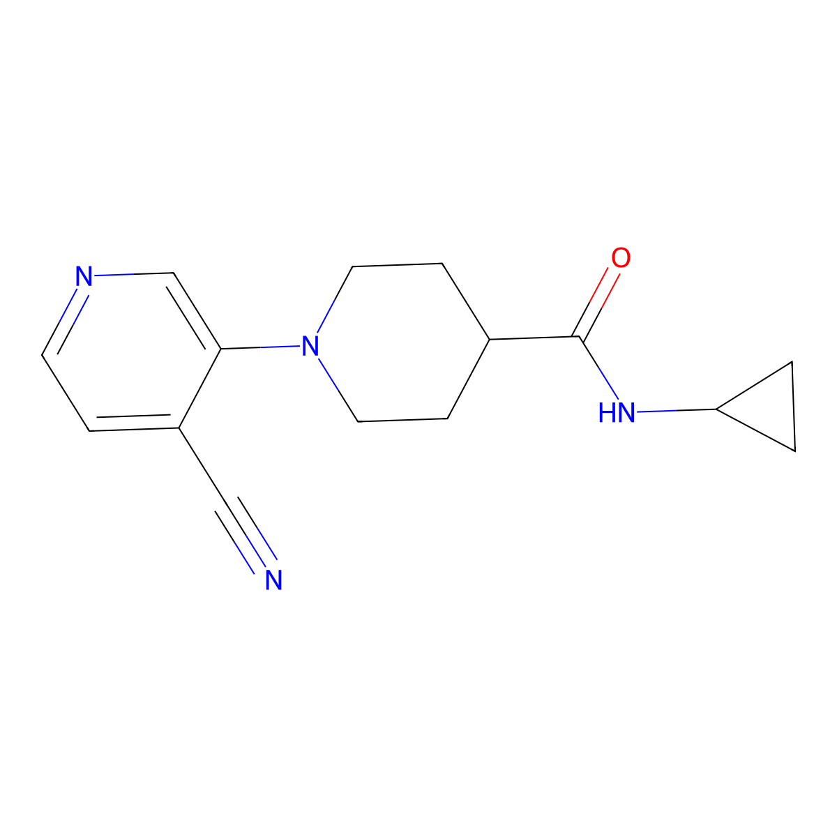 1-(4-cyanopyridin-3-yl)-N-cyclopropylpiperidine-4-carboxamide molecular structure, CAS 2742050-97-9