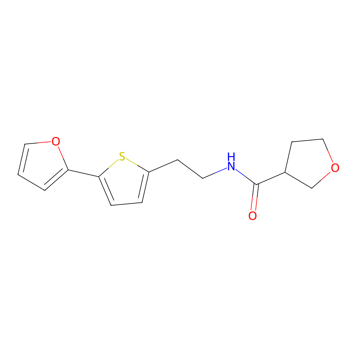 N-{2-[5-(furan-2-yl)thiophen-2-yl]ethyl}oxolane-3-carboxamide molecular structure, CAS 2742051-01-8