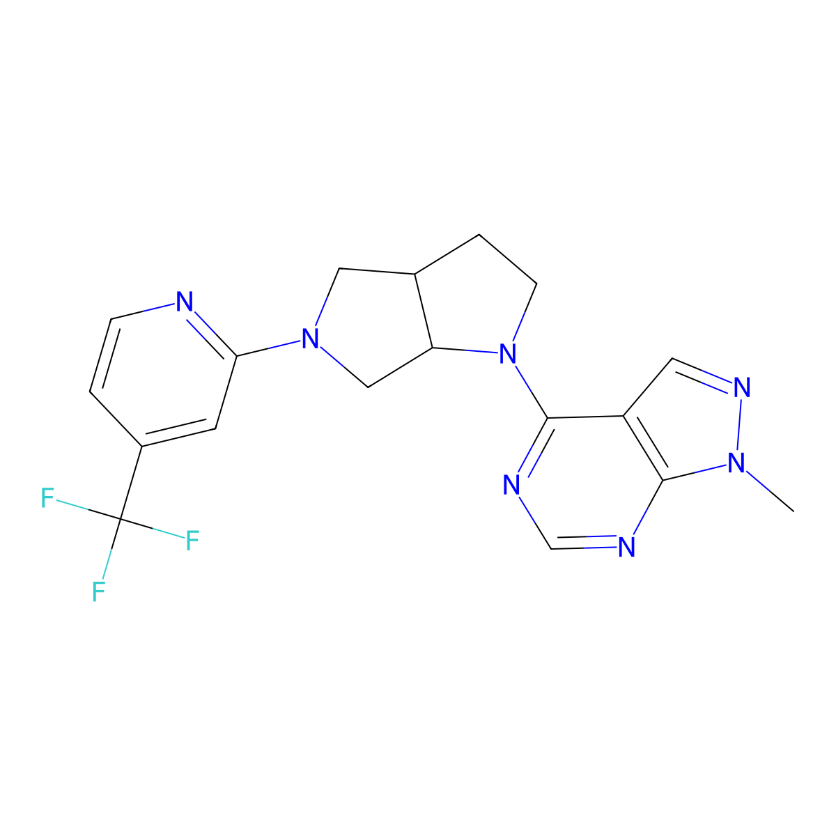 2-(1-{1-methyl-1H-pyrazolo[3,4-d]pyrimidin-4-yl}-octahydropyrrolo[3,4-b]pyrrol-5-yl)-4-(trifluoromethyl)pyridine molecular structure, CAS 2742051-12-1