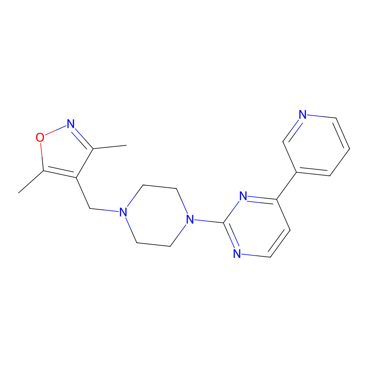2-{4-[(3,5-Dimethyl-1,2-oxazol-4-yl)methyl]piperazin-1-yl}-4-(pyridin-3-yl)pyrimidine molecular structure, CAS 2742051-16-5