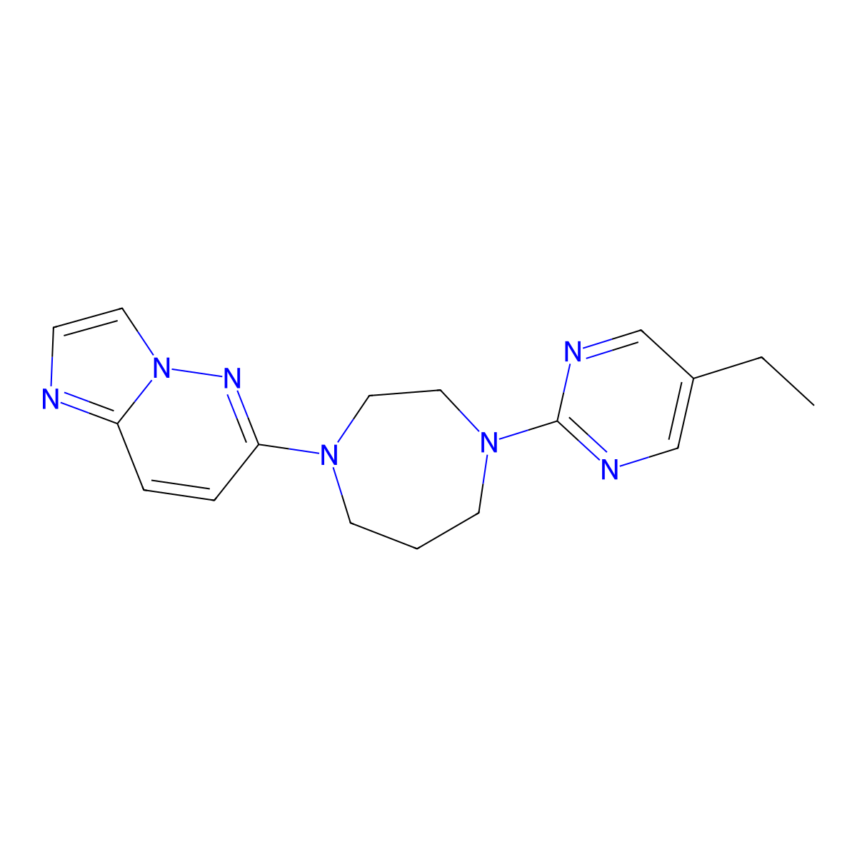 1-(5-Ethylpyrimidin-2-yl)-4-{imidazo[1,2-b]pyridazin-6-yl}-1,4-diazepane molecular structure, CAS 2742051-18-7