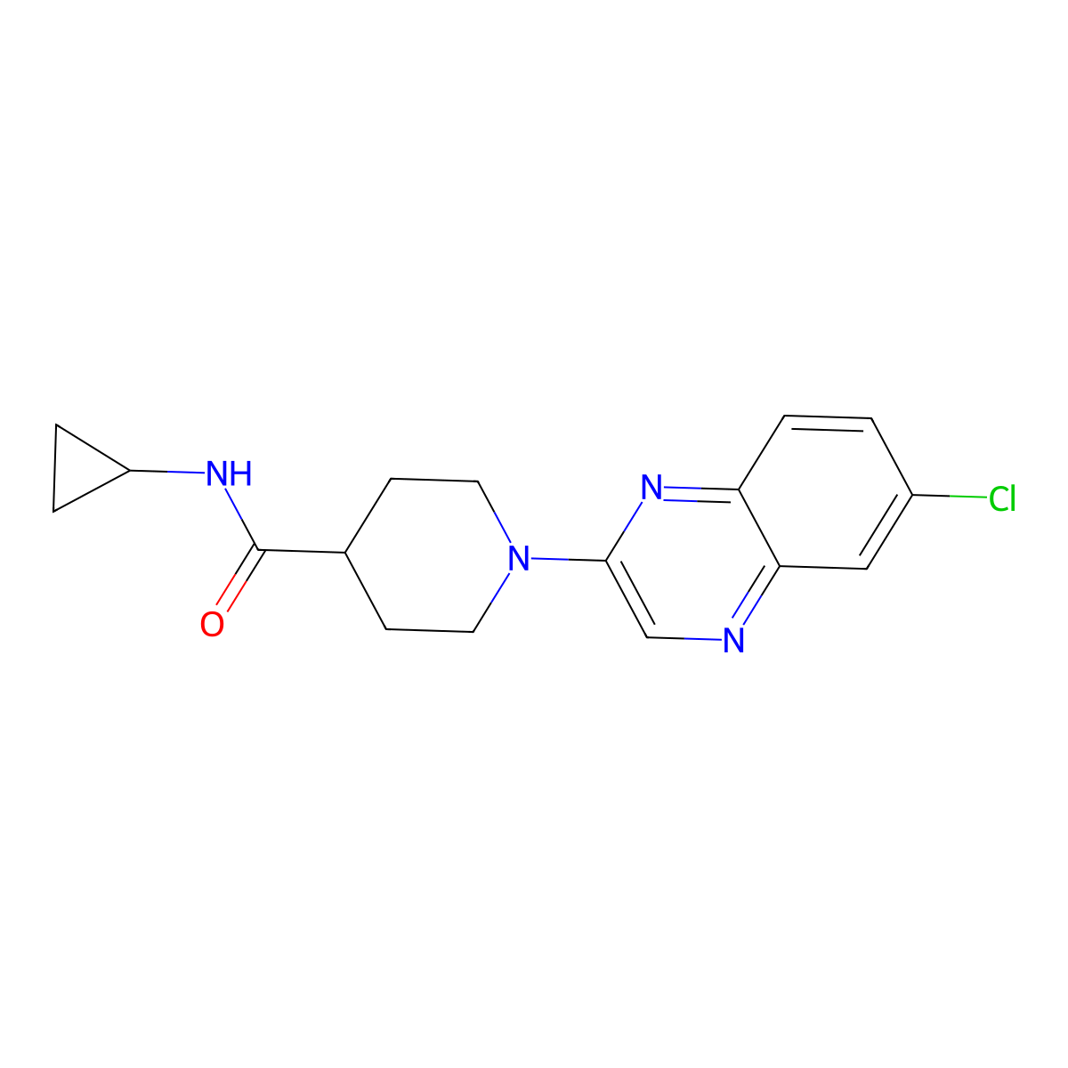 1-(6-chloroquinoxalin-2-yl)-N-cyclopropylpiperidine-4-carboxamide molecular structure, CAS 2742051-19-8