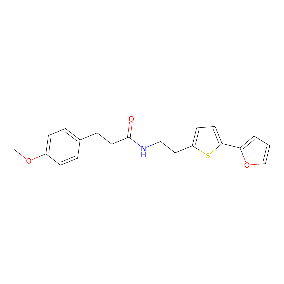 N-{2-[5-(furan-2-yl)thiophen-2-yl]ethyl}-3-(4-methoxyphenyl)propanamide molecular structure, CAS 2742051-21-2