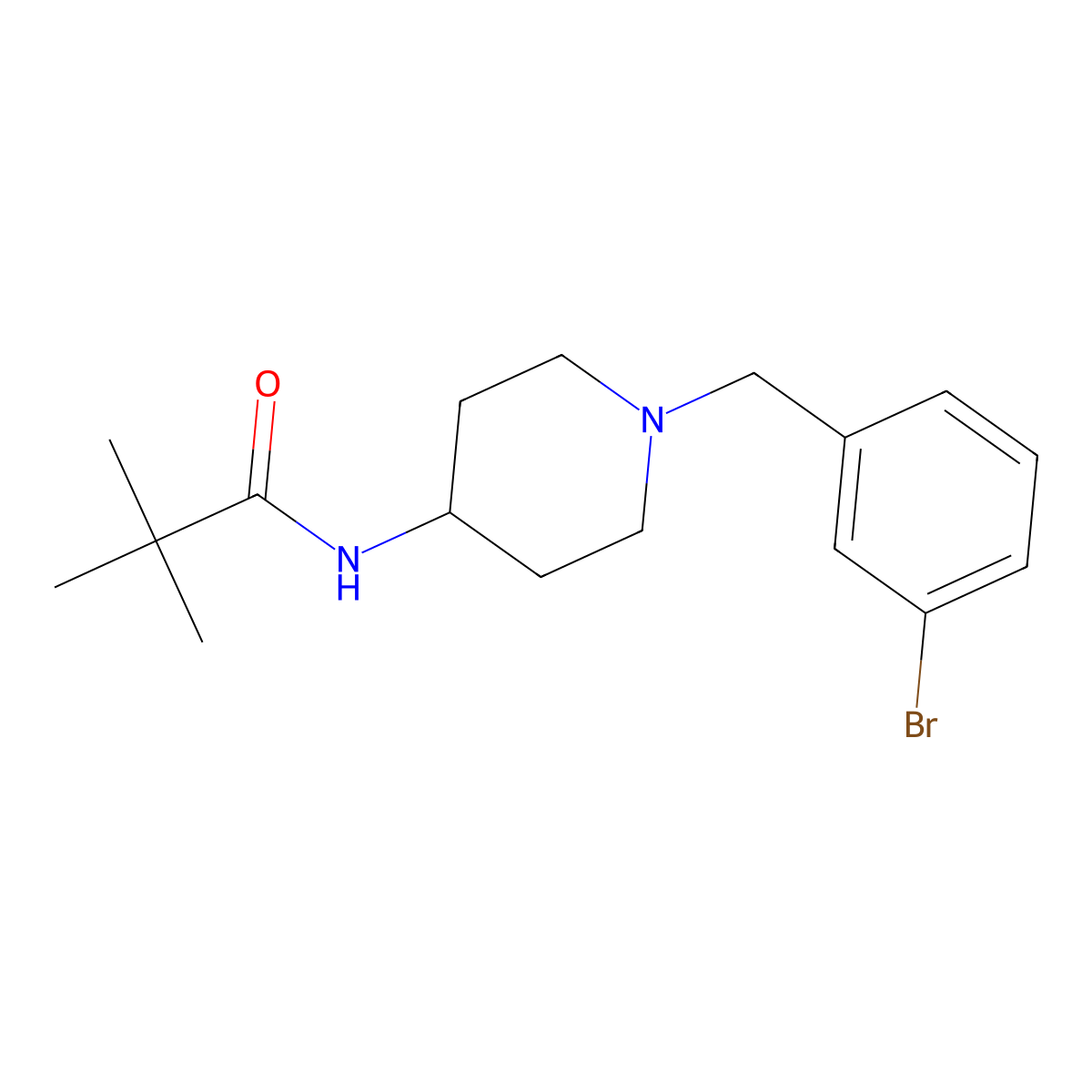 N-{1-[(3-bromophenyl)methyl]piperidin-4-yl}-2,2-dimethylpropanamide molecular structure, CAS 2742051-22-3