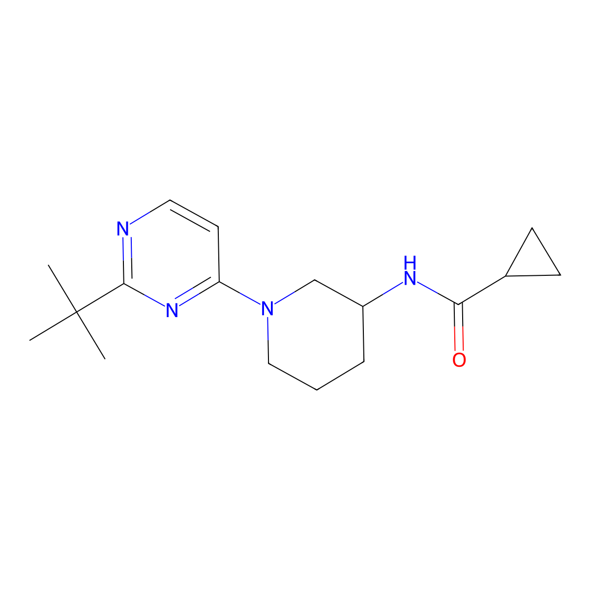 N-[1-(2-tert-butylpyrimidin-4-yl)piperidin-3-yl]cyclopropanecarboxamide molecular structure, CAS 2742051-23-4
