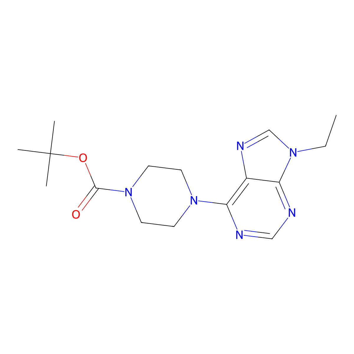 tert-butyl 4-(9-ethyl-9H-purin-6-yl)piperazine-1-carboxylate molecular structure, CAS 2742051-39-2