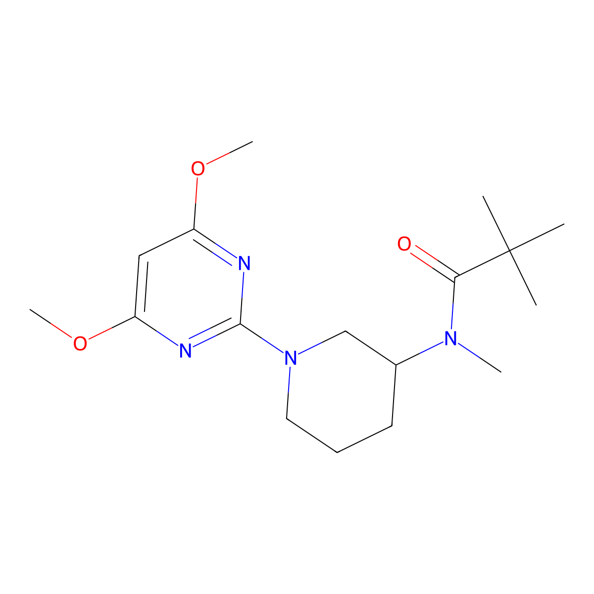 N-[1-(4,6-dimethoxypyrimidin-2-yl)piperidin-3-yl]-N,2,2-trimethylpropanamide molecular structure, CAS 2742051-40-5